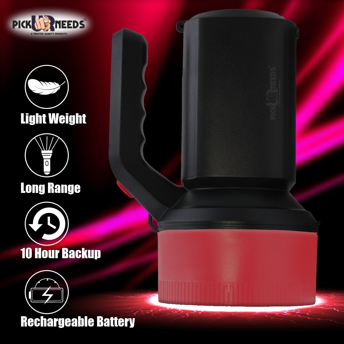 Pick Ur Needs Rechargeable Long Range Light 100W Searchlight with Multi-Functional + Blinker Handheld Torch