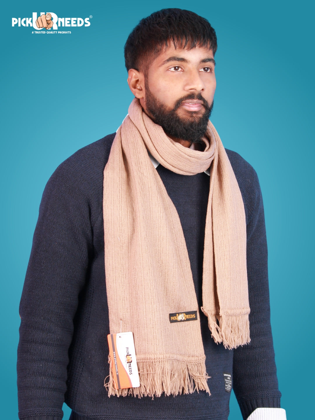 Pick Ur Needs Men’s Winter Woolen Muffler Soft & Warm Knitted Scarf with Fringes Premium Warm Mufflers