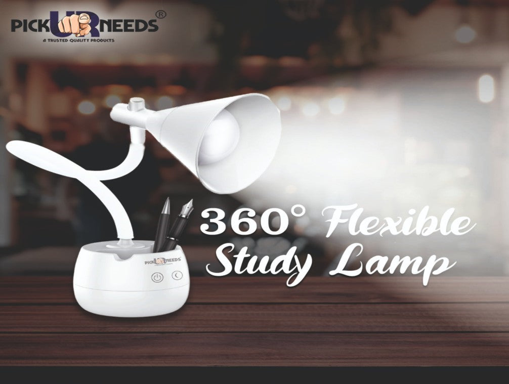 Pick Ur Needs Study Table/Desk Lamp Touch with Pen Holder Rechargeable Eye Protection Study Lamp  (35 cm, White)