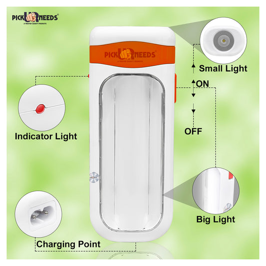 Pick Ur Needs Dual Power Mini Recharegable Home Emergency Led Light Torch 4 hrs Lantern Emergency Light  (Orange)