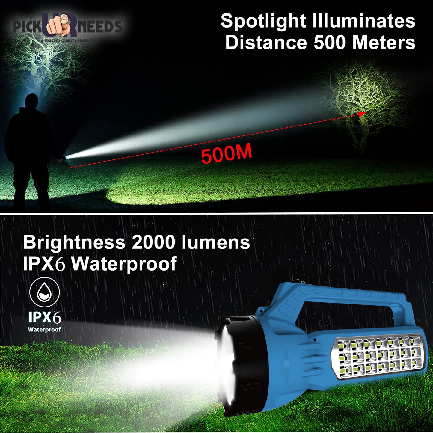 Pick Ur Needs Long Range Search Light 30w Laser +21SMD Side Long Range Emergency Rechargeable Waterproof Bright Led Torch Light