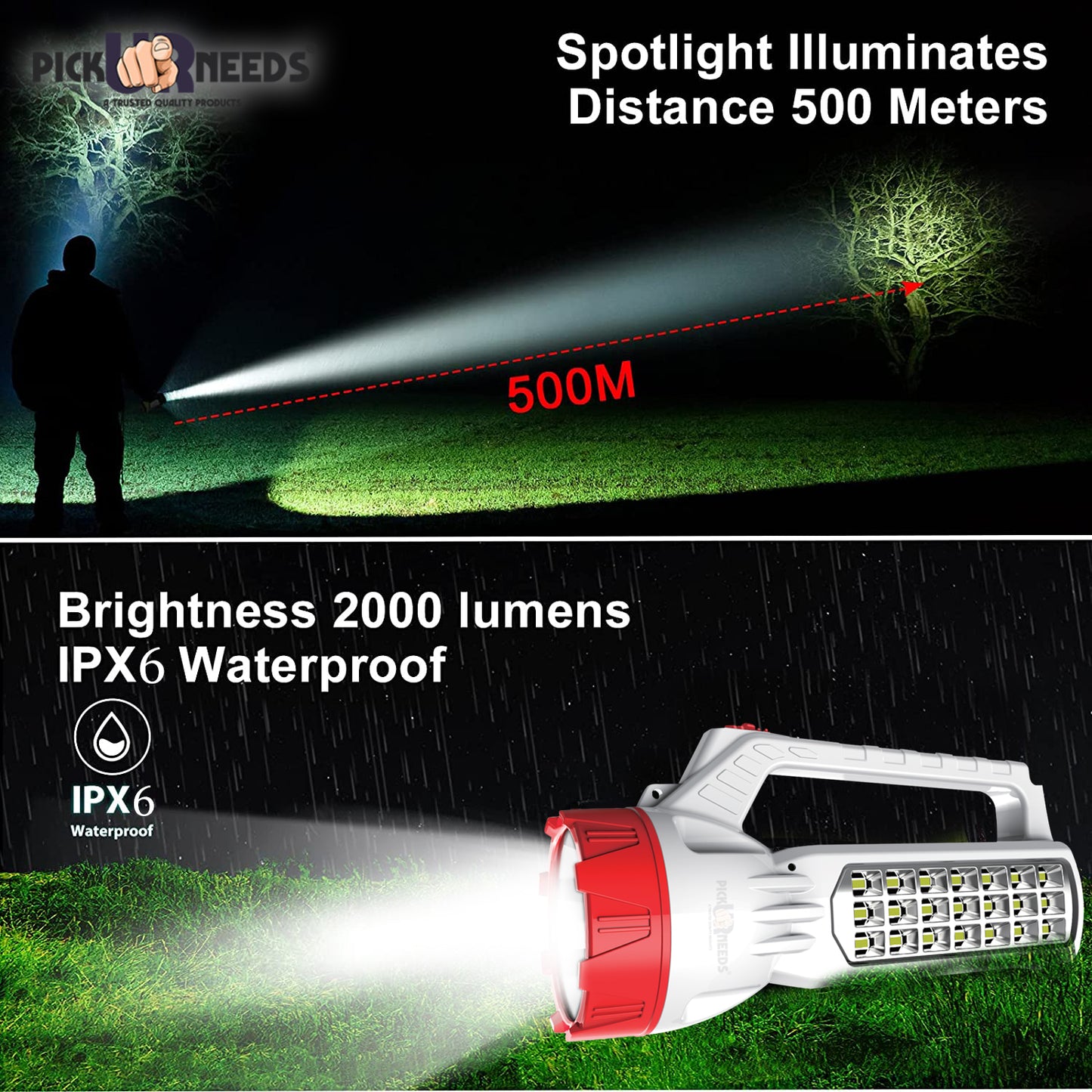 Pick Ur Needs Long Range Search Light 30w Laser +21SMD Side Long Range Emergency Rechargeable Waterproof Bright Led Torch Light