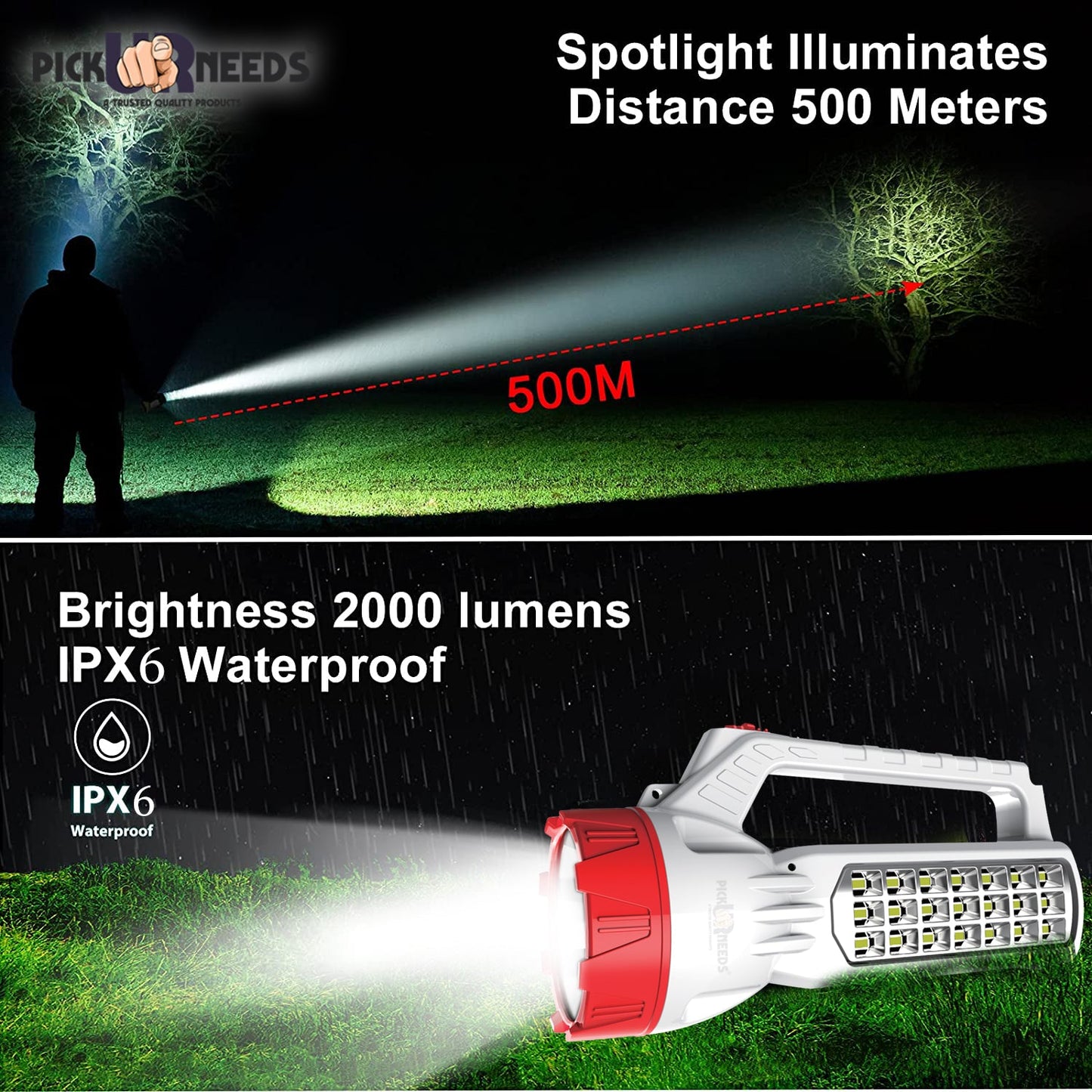 Pick Ur Needs Long Range Search Light 30w Laser +21SMD Side Long Range Emergency Rechargeable Waterproof Bright Led Torch Light