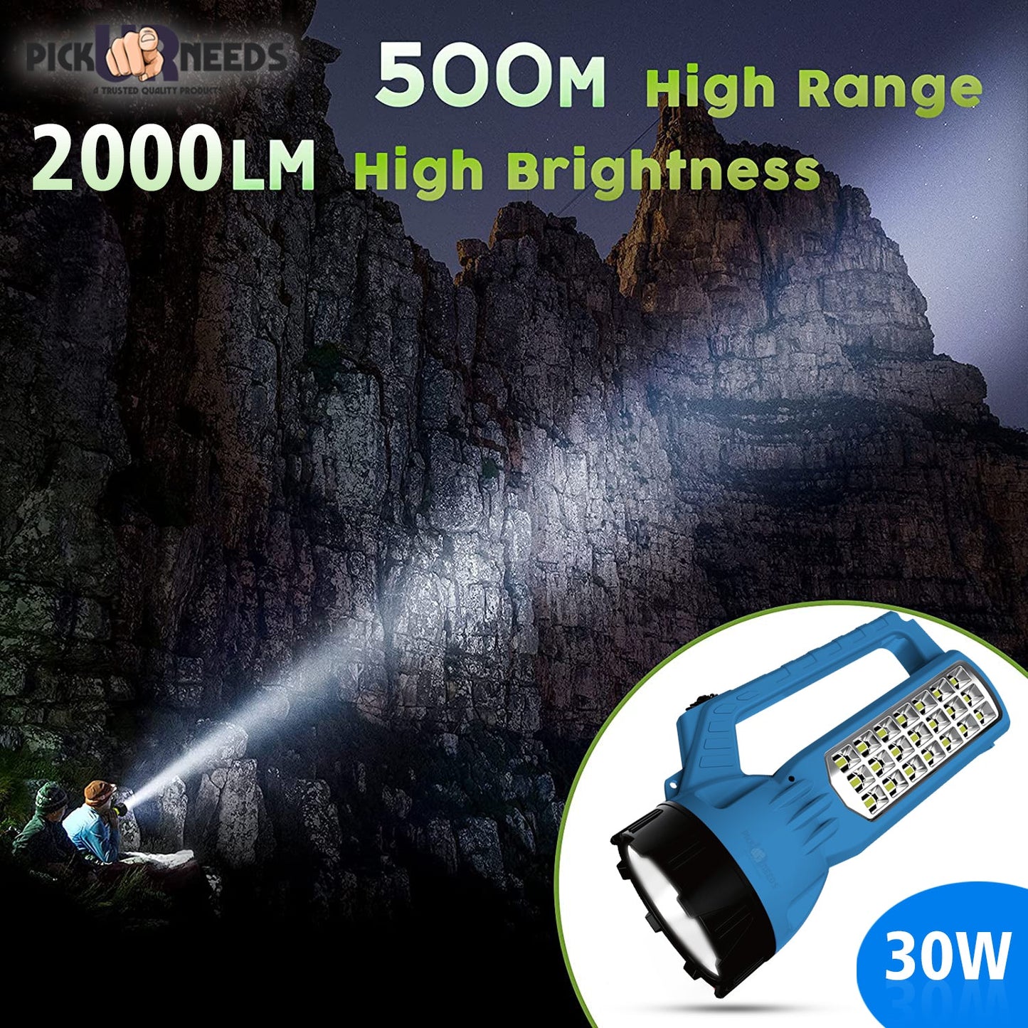 Pick Ur Needs Long Range Search Light 30w Laser +21SMD Side Long Range Emergency Rechargeable Waterproof Bright Led Torch Light