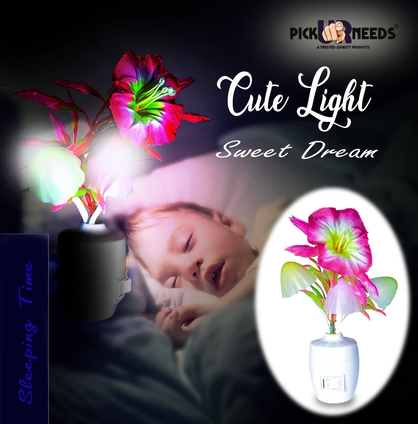 Pick Ur Needs Color Changing LED Night Light Mushroom Lamp with Manual Switch On/Off So