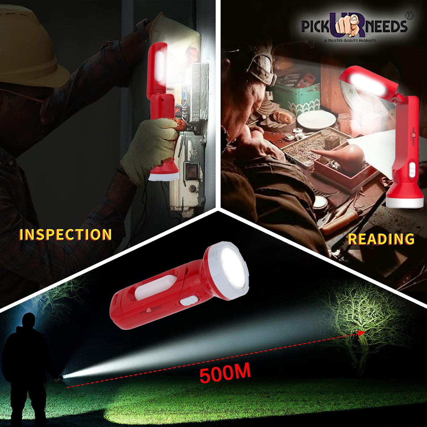 Pick Ur Needs Home Rechargeable 2 in 1 Torch + Table Lamp With 6 hrs Torch Emergency Light