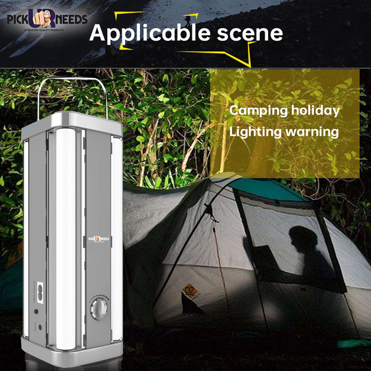 Pick Ur Needs High Range Rechargeable Home Emergency 4 Tube Lantern Light with with Solar Panel(3W+9V)