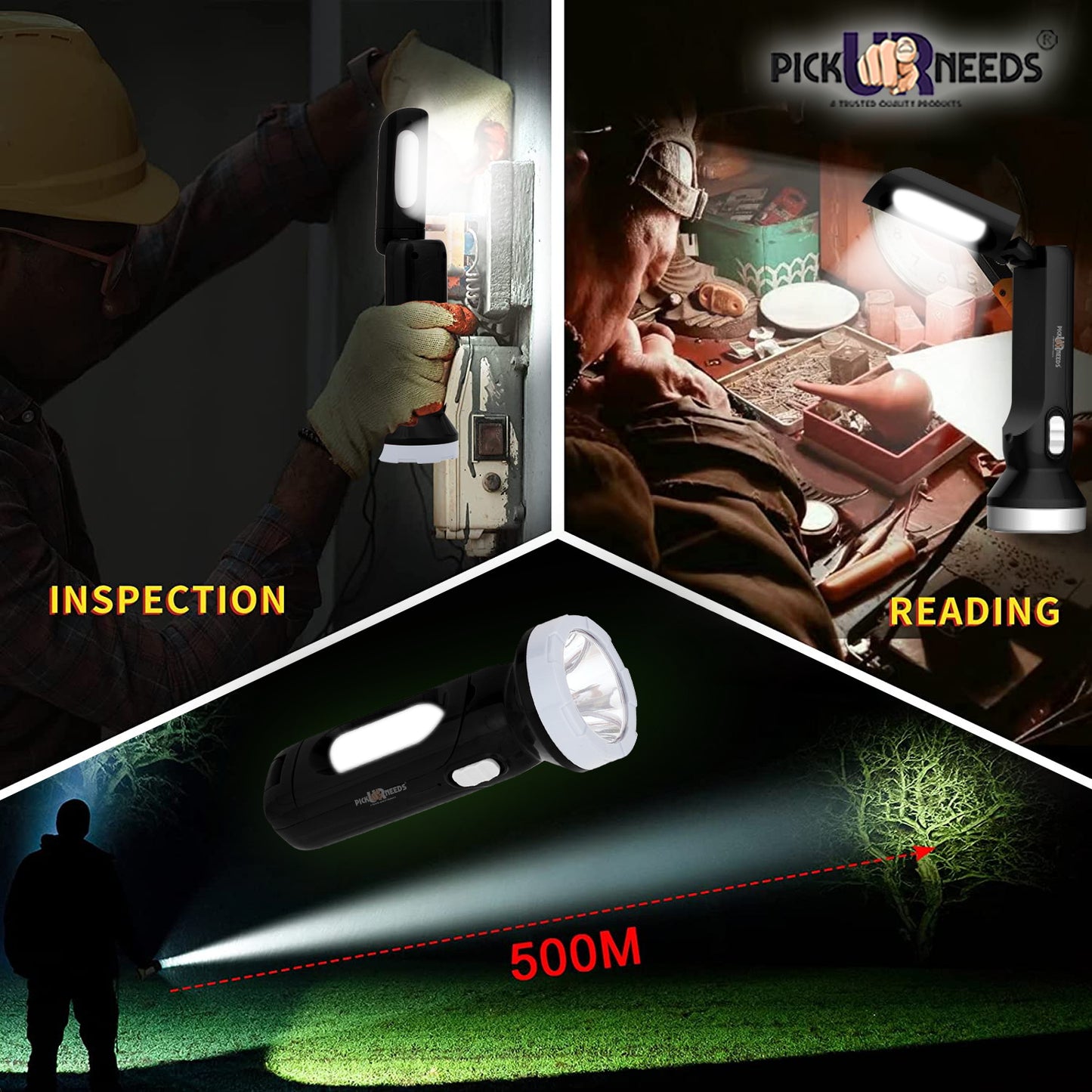 Pick Ur Needs Home Rechargeable 2 in 1 Torch + Table Lamp With 6 hrs Torch Emergency Light