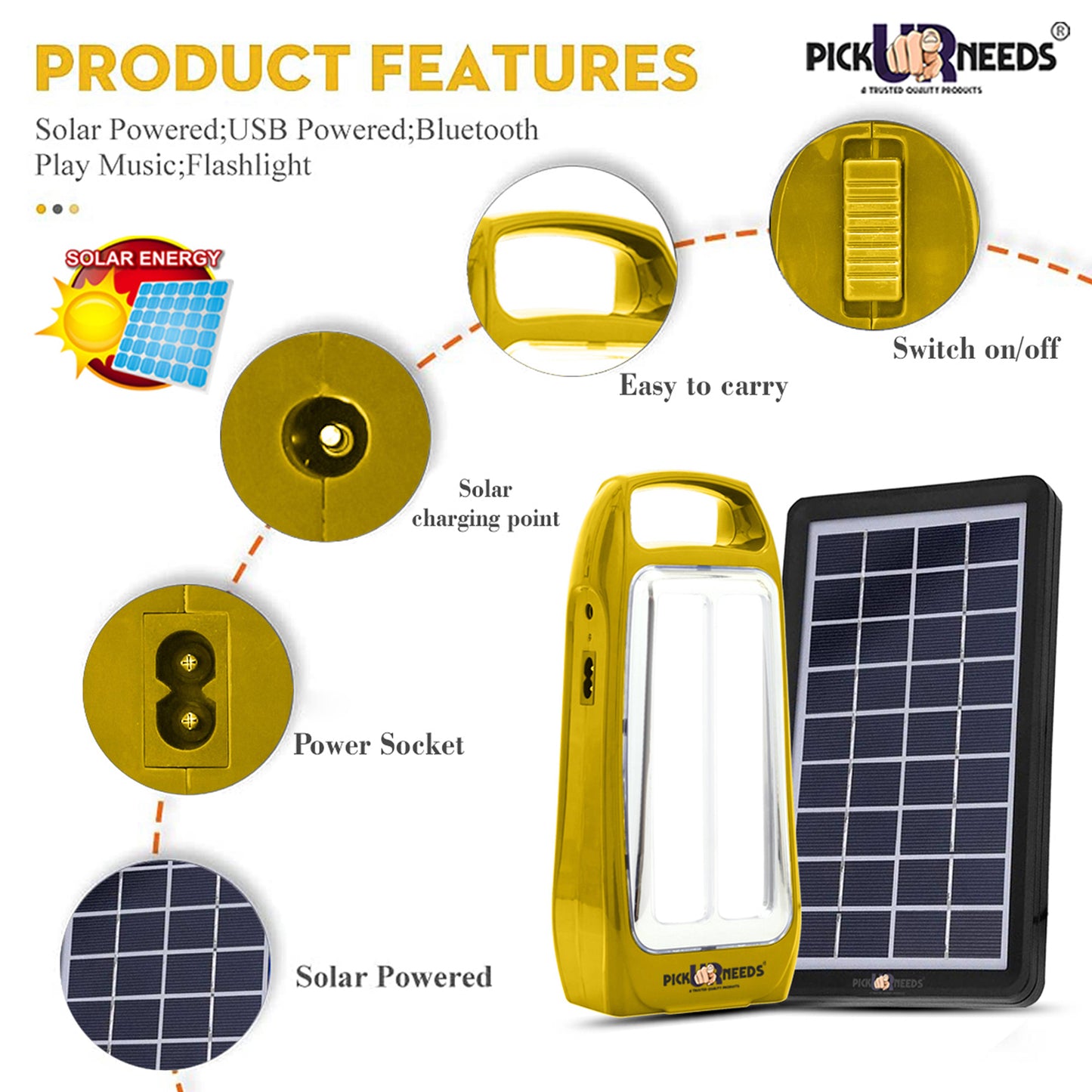 Pick Ur Needs Rechargeable 2 Tube LED Lantern Lamp Home Emergency Light with Eco Friendly Solar Panel