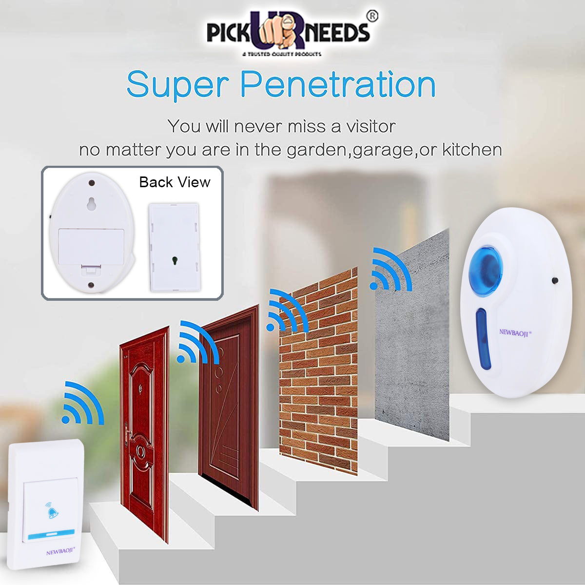 Pick Ur Needs Oval Shape Design Wireless Cordless Calling Remote Door Bell For Home/Shop/Office Wireless Door Chime