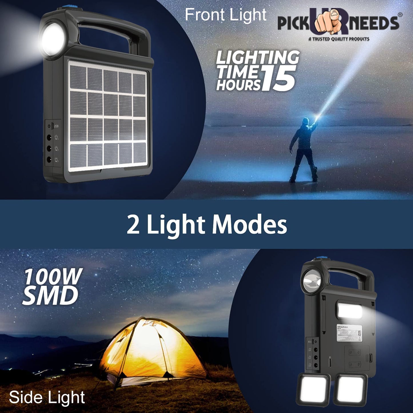 Pick Ur Needs Portable Solar Panel Generator System USB Port with Flashlight Outdoor Emergency Lamp Ligh