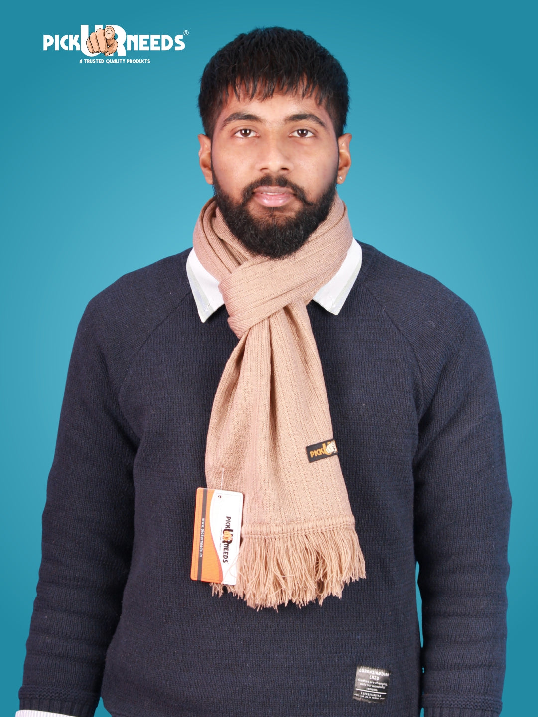 Pick Ur Needs Men’s Winter Woolen Muffler Soft & Warm Knitted Scarf with Fringes Premium Warm Mufflers