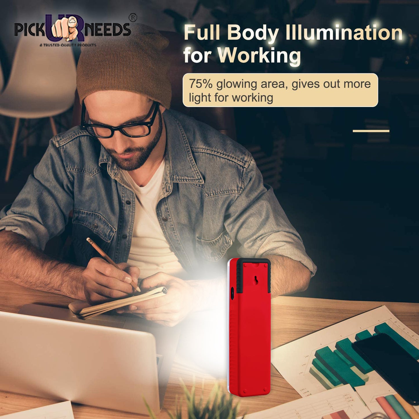 Pick Ur Needs Emergency Rechargeable Dual Mode LED Tube+ 20 SMD Floor Lantern Lamp Light With 7 hrs Flood Lamp Emergency Light