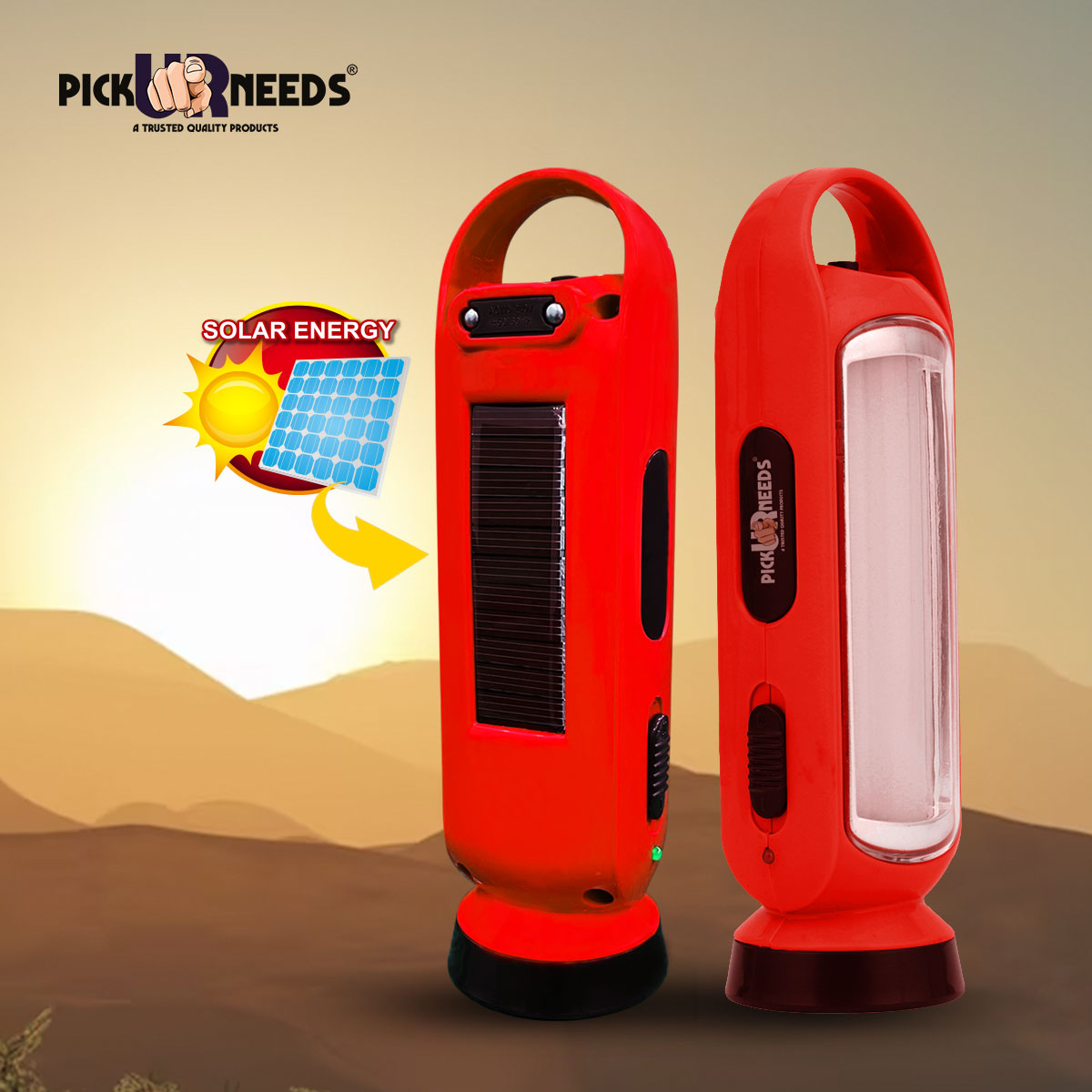 Pick Ur Needs 3 in 1 LED Solar Rechargeable Emergency Lantern Lamp Torch Light 4 hrs Torch Light