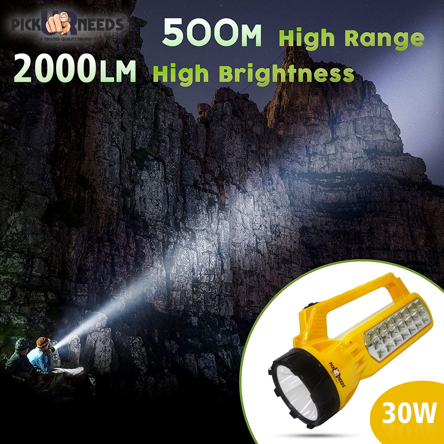 Pick Ur Needs Long Range Search Light 30w Laser +21SMD Side Long Range Emergency Rechargeable Waterproof Bright Led Torch Light