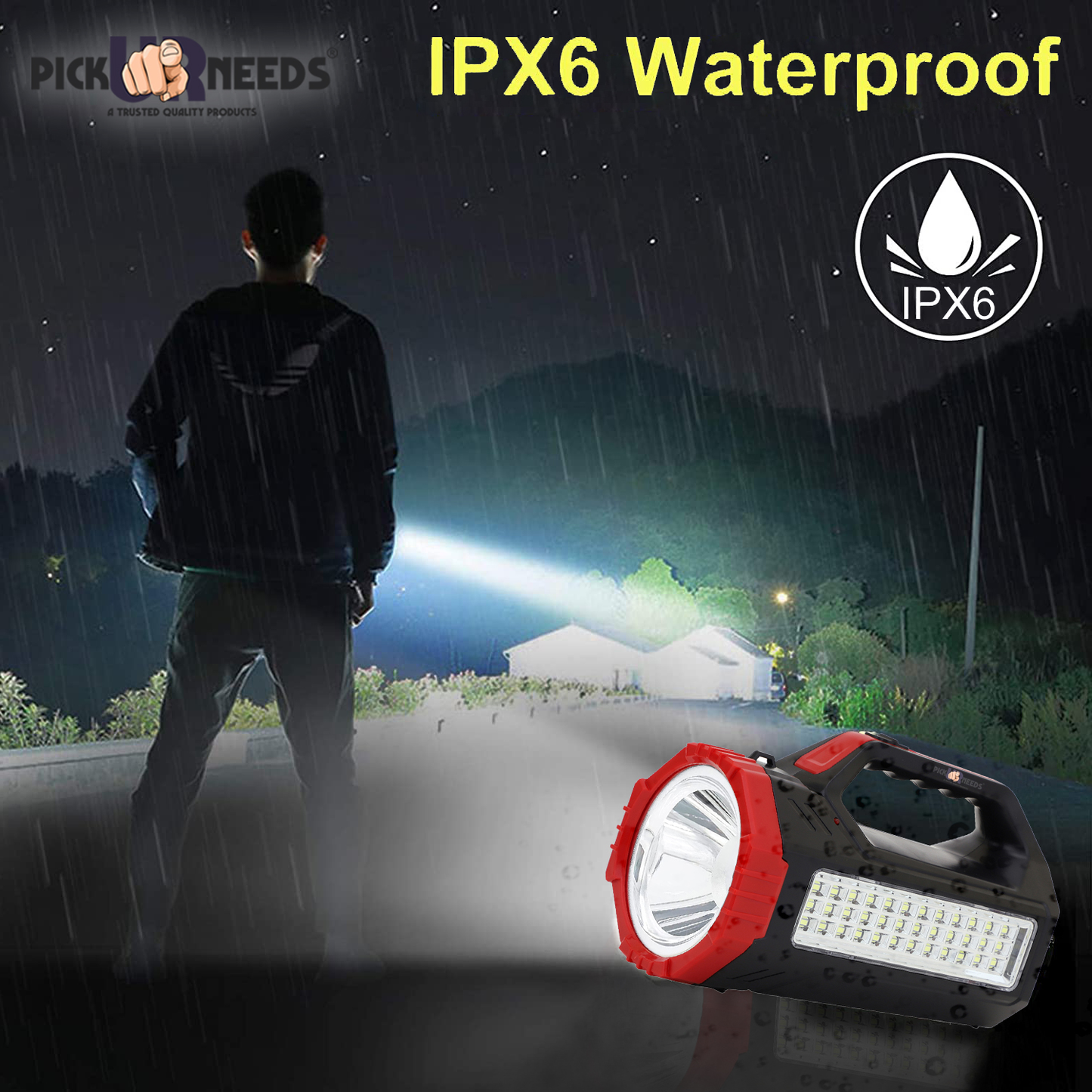 Pick Ur Needs Rechargeable Bright Led Torch Light Laser Long Range High Power Search Light Kisan Rechargeable with 36 Led Side Emergency Lights