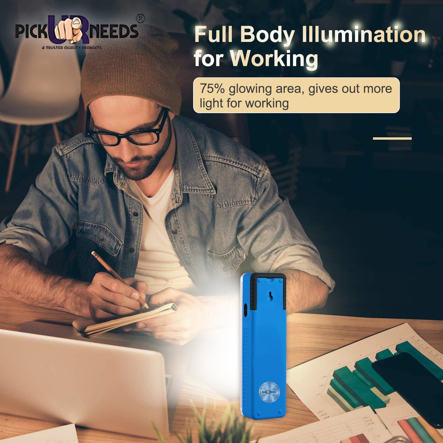 Pick Ur Needs Emergency Rechargeable Dual Mode LED Tube+ 20 SMD Floor Lantern Lamp Light With 7 hrs Flood Lamp Emergency Light