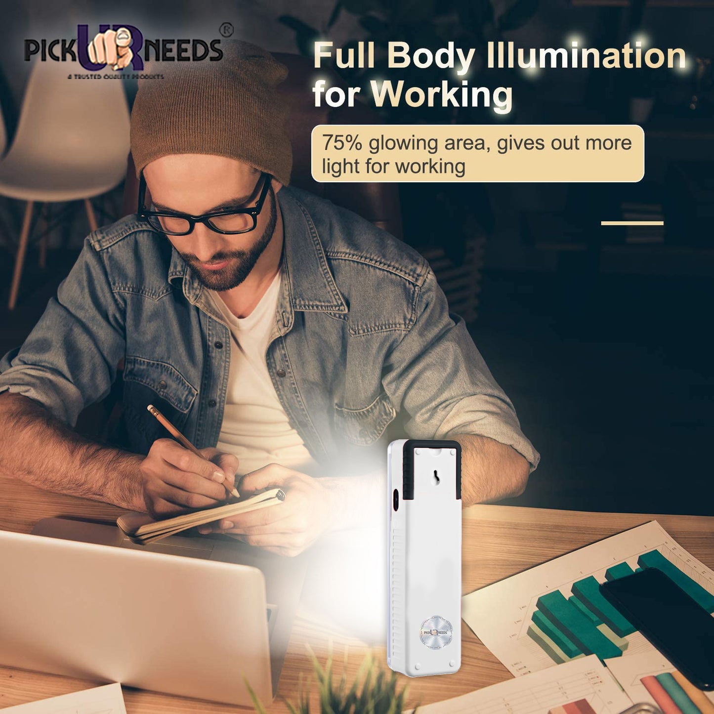 Pick Ur Needs Emergency Rechargeable Dual Mode LED Tube+ 20 SMD Floor Lantern Lamp Light With 7 hrs Flood Lamp Emergency Light