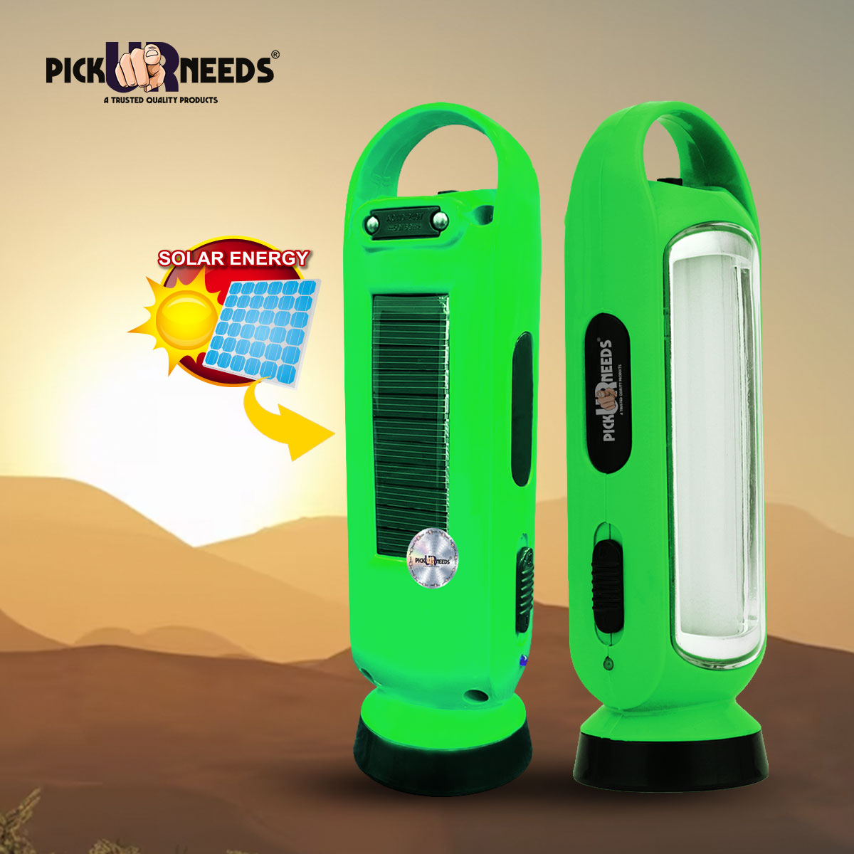 Pick Ur Needs 3 in 1 LED Solar Rechargeable Emergency Lantern Lamp Torch Light 4 hrs Torch Light