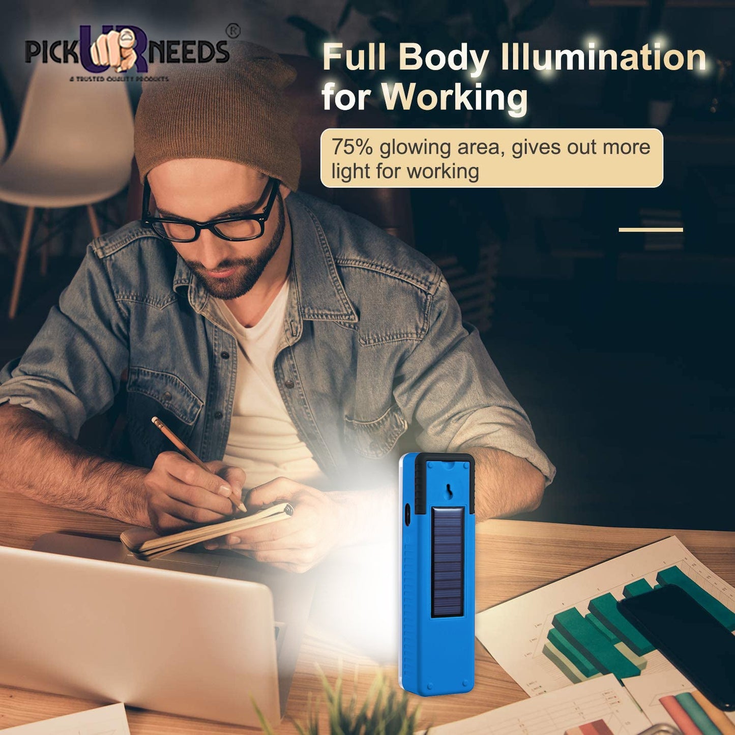 Pick Ur Needs Rechargeable 20 SMD+ Tube with in Built Solar Home Emergency LED Lantern Floor Lamp Light