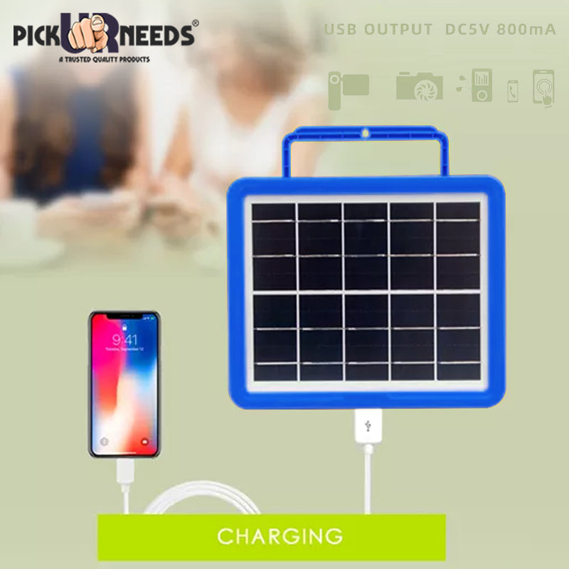 Pick Ur Needs Rechargeable Emergency Solar Lighting System with Radio & BT Music Function