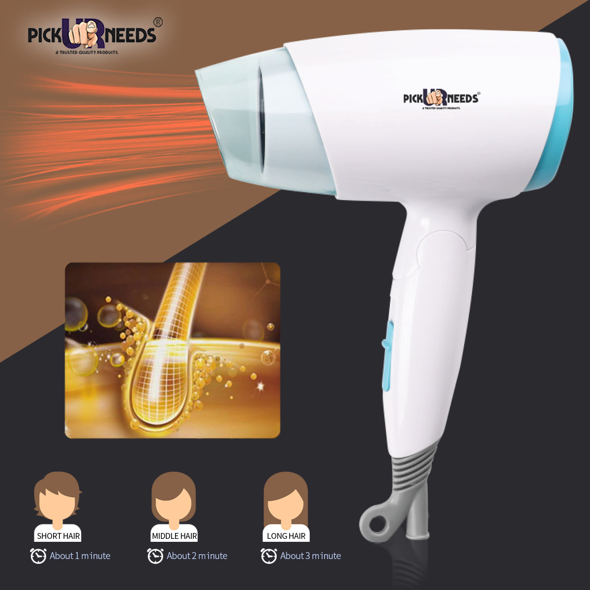 Pick Ur Needs® 3500W Portable Powerful Professional Hair Dryer with Folding Handle