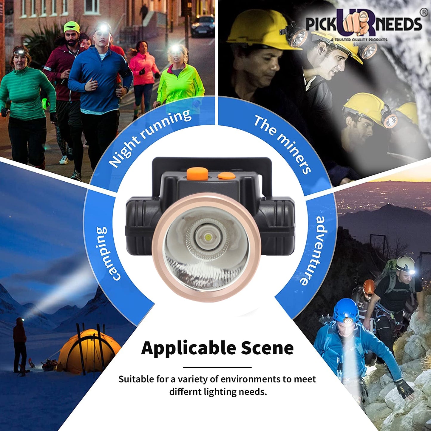 Pick Ur Needs Rechargeable Adjustable Headlamp Long Range High Power LED Emergency Torch Light (50Watt)