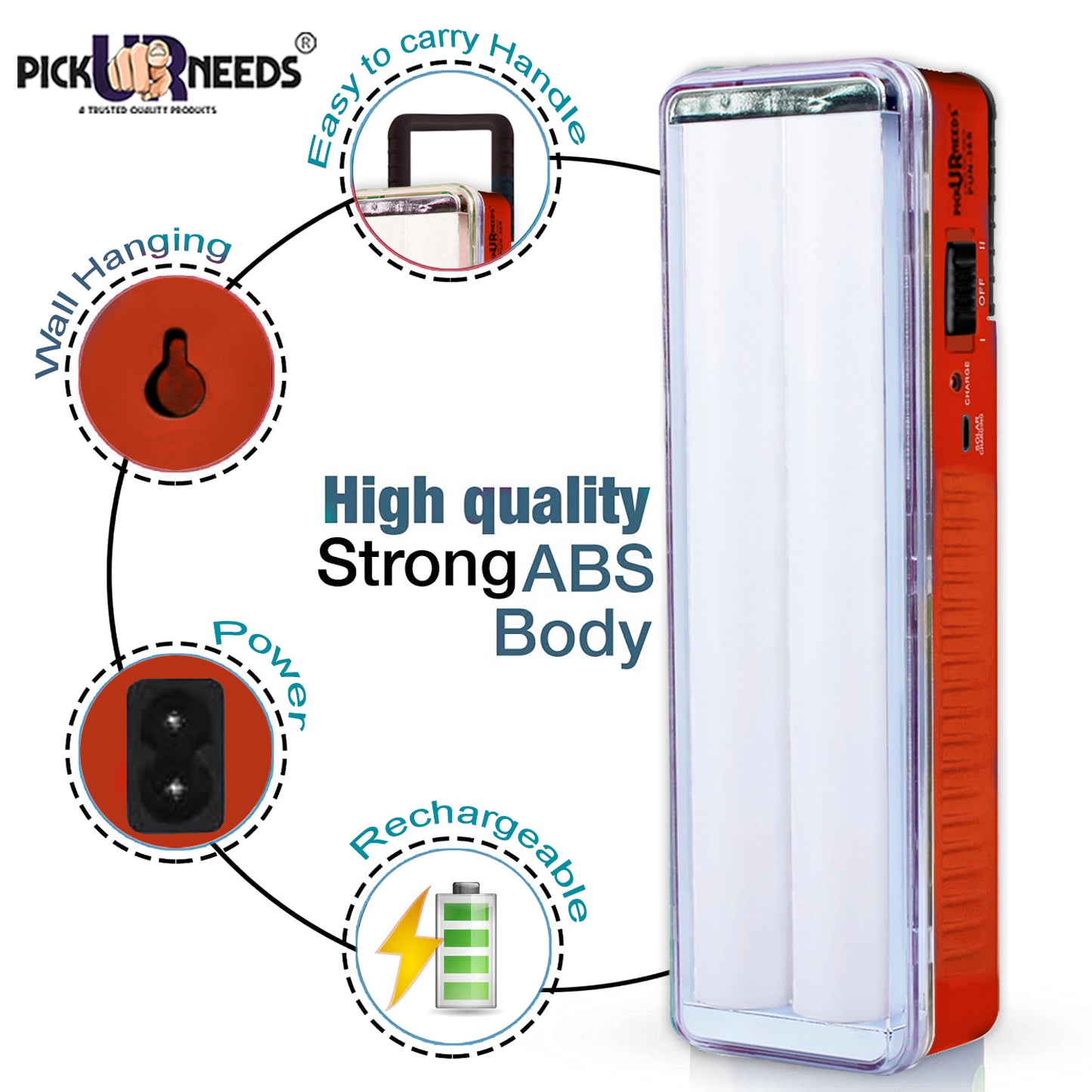 Pick Ur Needs Rechargeable High Bright 2 Tube Emergency Floor Lantern Lamp Light With 7 hrs Flood Lamp Emergency Light