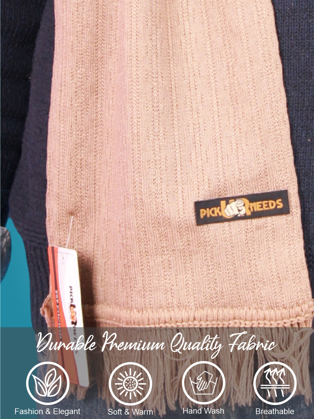 Pick Ur Needs Men’s Winter Woolen Muffler Soft & Warm Knitted Scarf with Fringes Premium Warm Mufflers