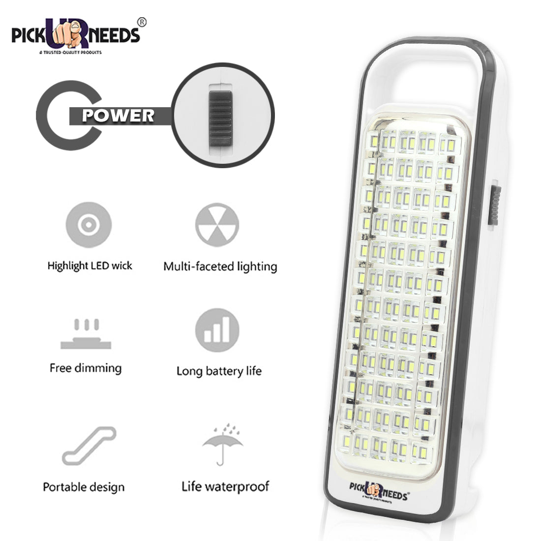 Pick Ur Needs Portable & Rechargeable Lantern Home Emergency Light Built-in 60-LED Bulbs