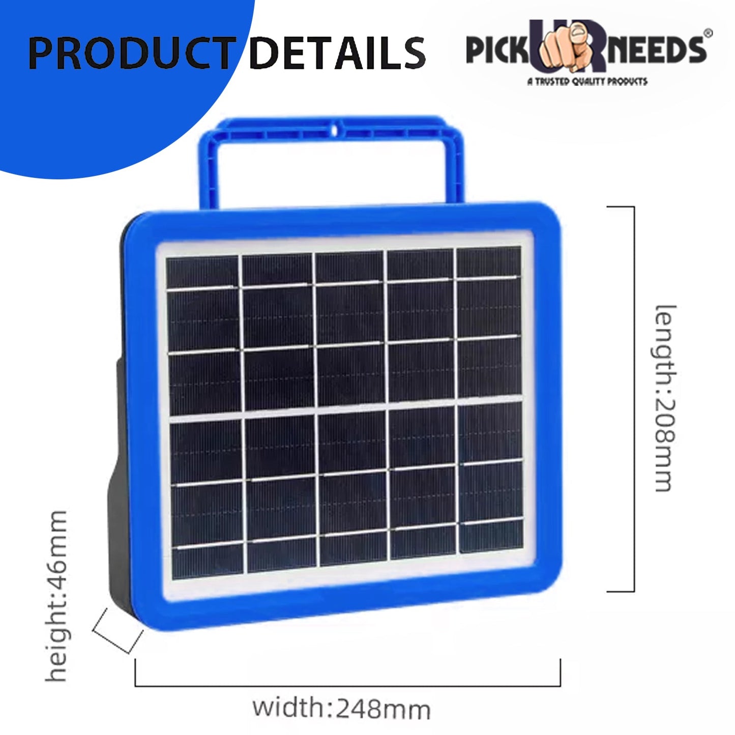 Pick Ur Needs Rechargeable Emergency Solar Lighting System with Radio & BT Music Function