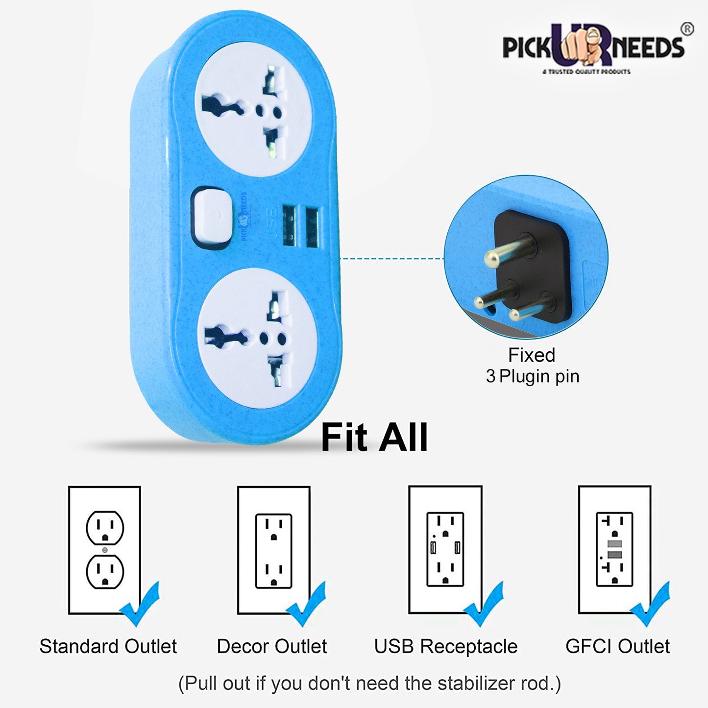 Pick Ur Needs Portable 2 USB Port & 2 USB Universal Socket Extension Boards for Multipurpose Use