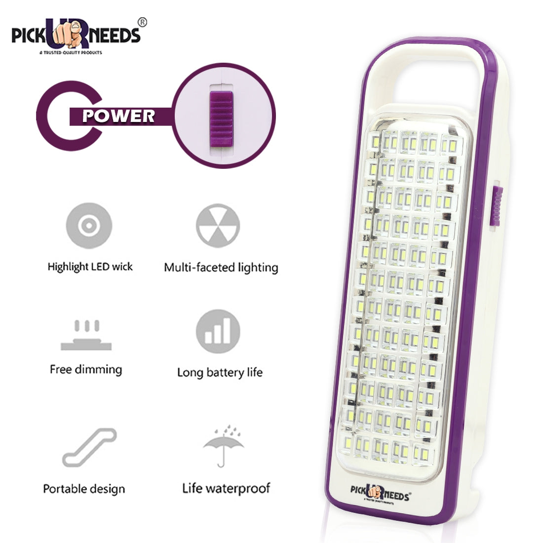 Pick Ur Needs Portable & Rechargeable Lantern Home Emergency Light Built-in 60-LED Bulbs