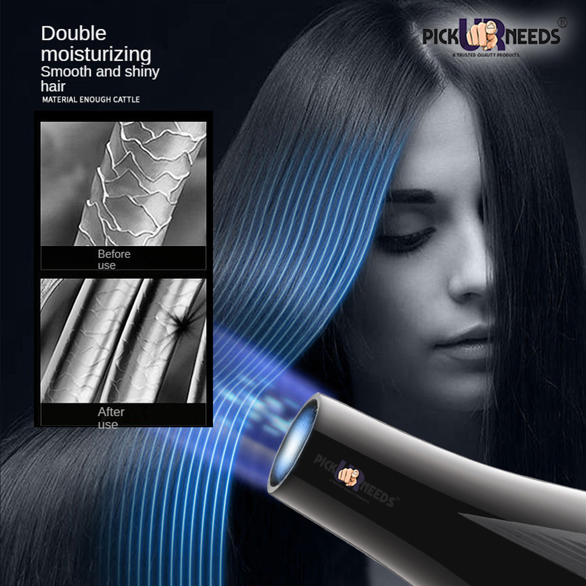 Pick Ur Needs Professional Stylish Hair Dryer With Over Heat Protection Hot And Cold Dryer Hair Dryer WIth Comb Reduser Hair Dryer  (5000 W, Black)