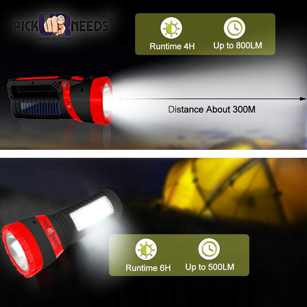 Pick Ur Needs Solar Rechargeable Emergency Long Range Search Torch Light 75 Watts + 24 SMD