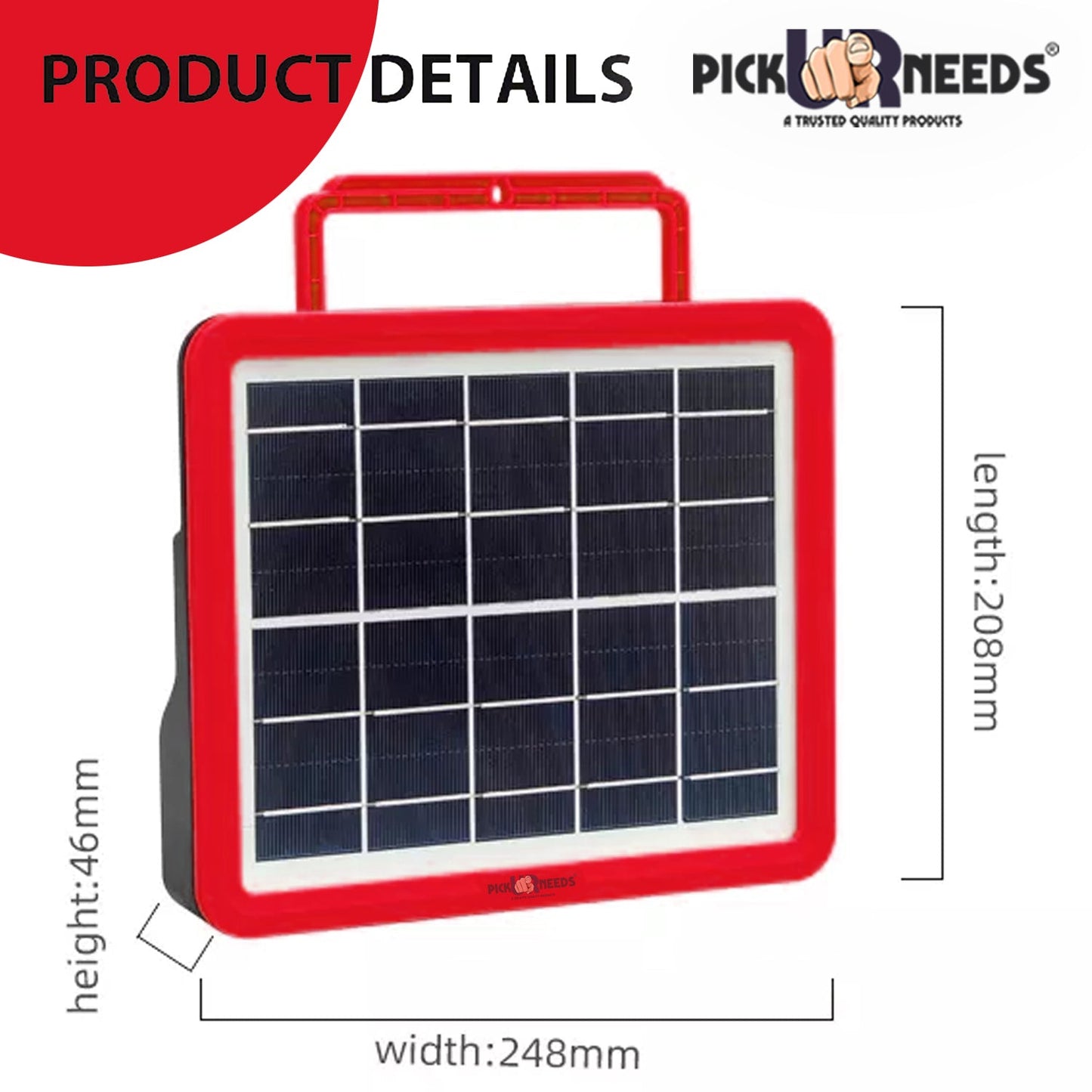 Pick Ur Needs Rechargeable Emergency Solar Lighting System with Radio & BT Music Function