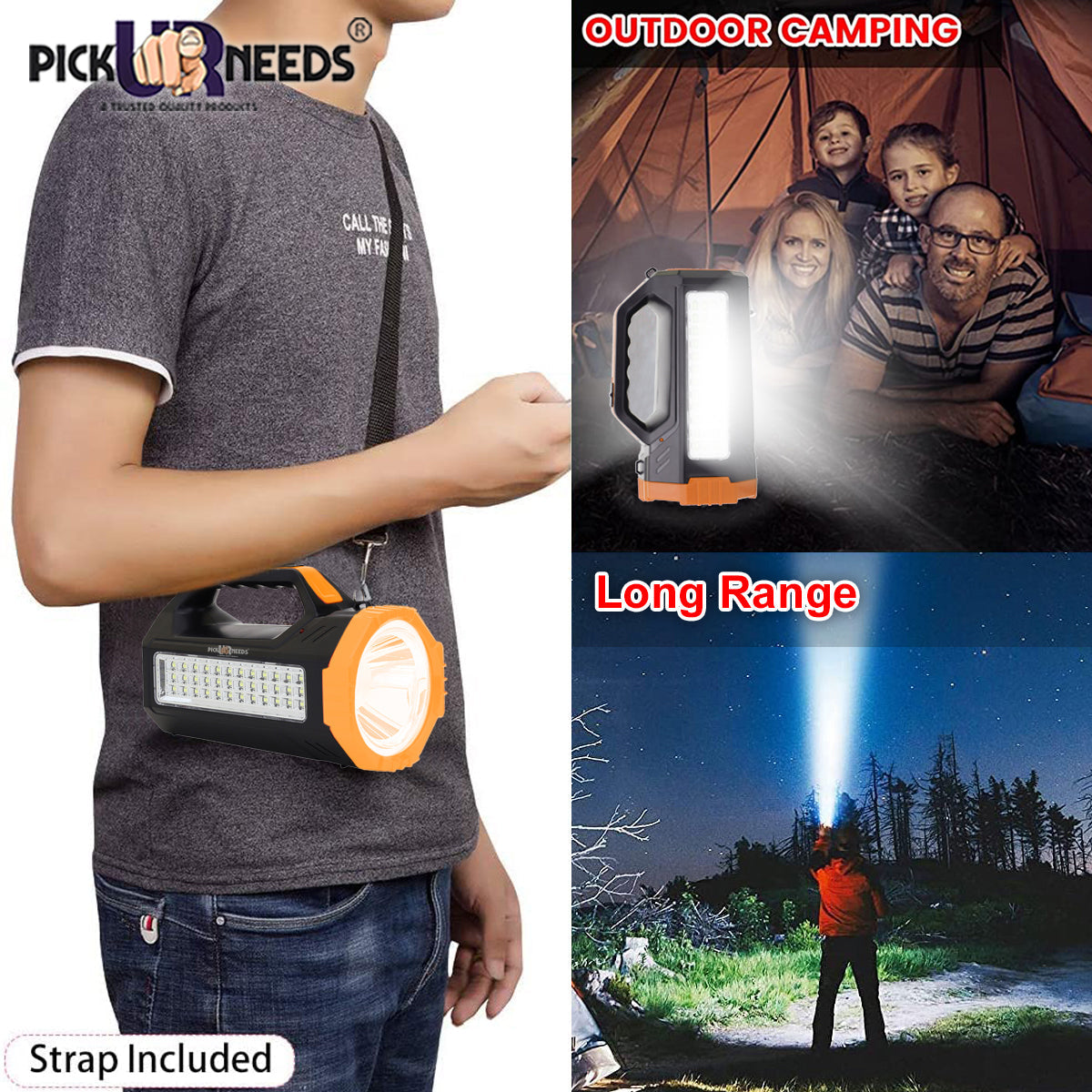 Pick Ur Needs Rechargeable Bright Led Torch Light Laser Long Range High Power Search Light Kisan Rechargeable with 36 Led Side Emergency Lights