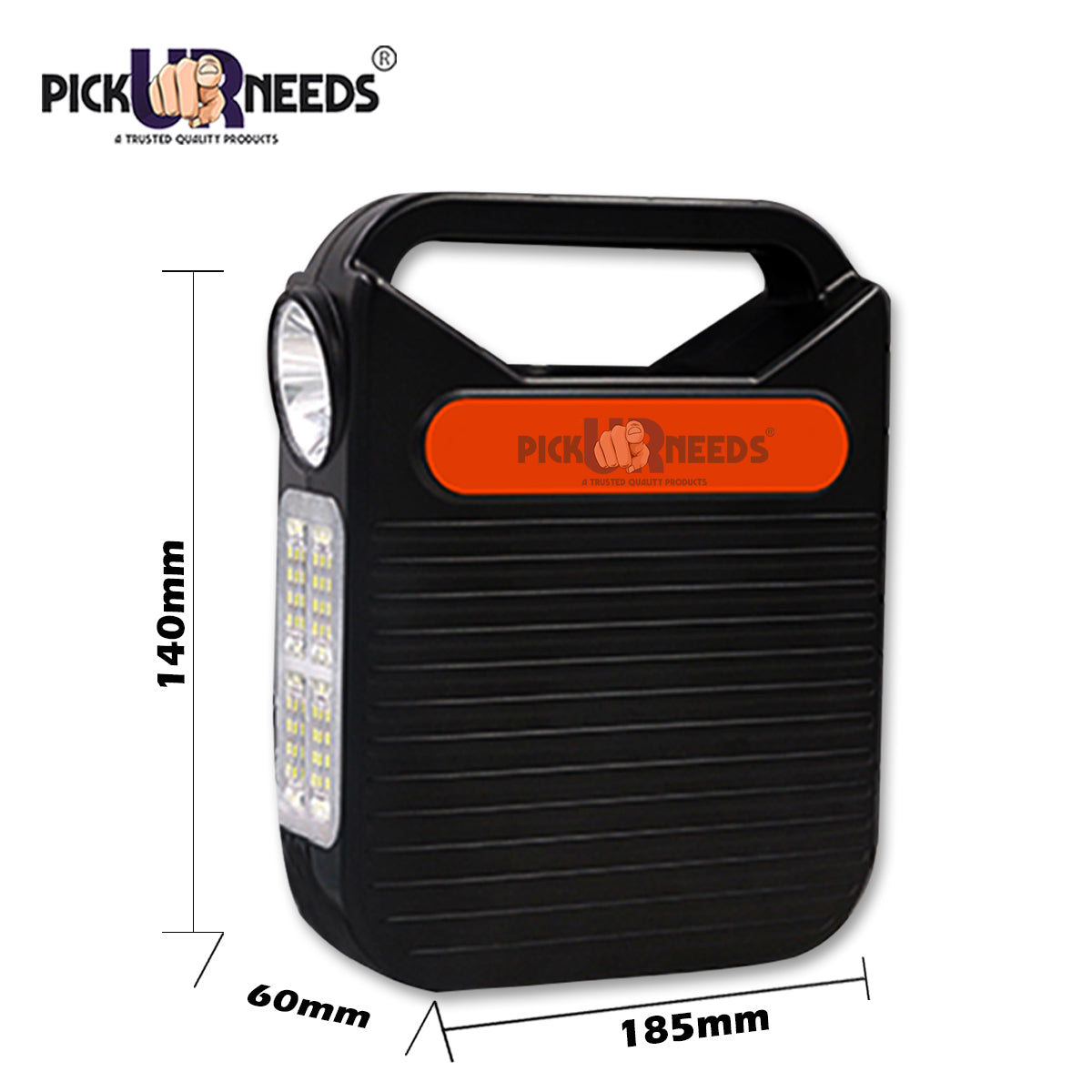 Pick Ur Needs LED Emergency Portable Inverter with 3 Individual 6 Volt LED Hanging Bulbs with 3.75 m Long Wire and AC/DC USB Socket with USB Wire for Mobile Charging with Solar Panel 5 hrs Torch Emergency Light