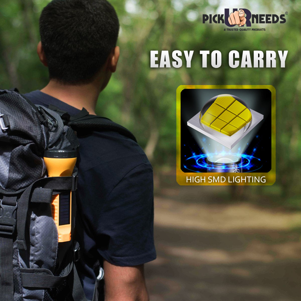 Pick Ur Needs Solar Rechargeable Emergency Long Range Search Torch Light 75 Watts + 24 SMD