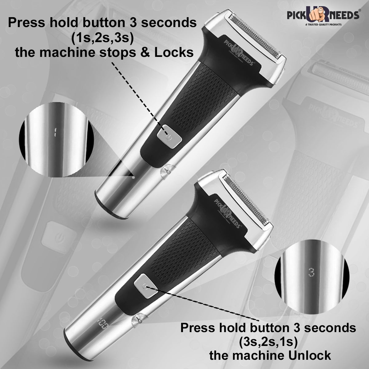 Pick Ur Needs Professional Rechargeable Cordless 3 in1 Waterproof Beard/ Hair/ Nose Trimmer 90 min Runtime 3 Length Settings  (Gold)