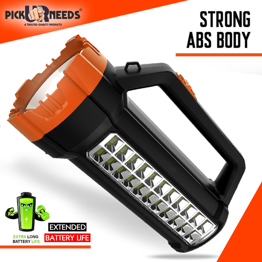 Pick Ur Needs Rechargeable 75W+22SMD Emergency LED Long Range Waterproof Torch Light With 5 hrs Torch Emergency Light
