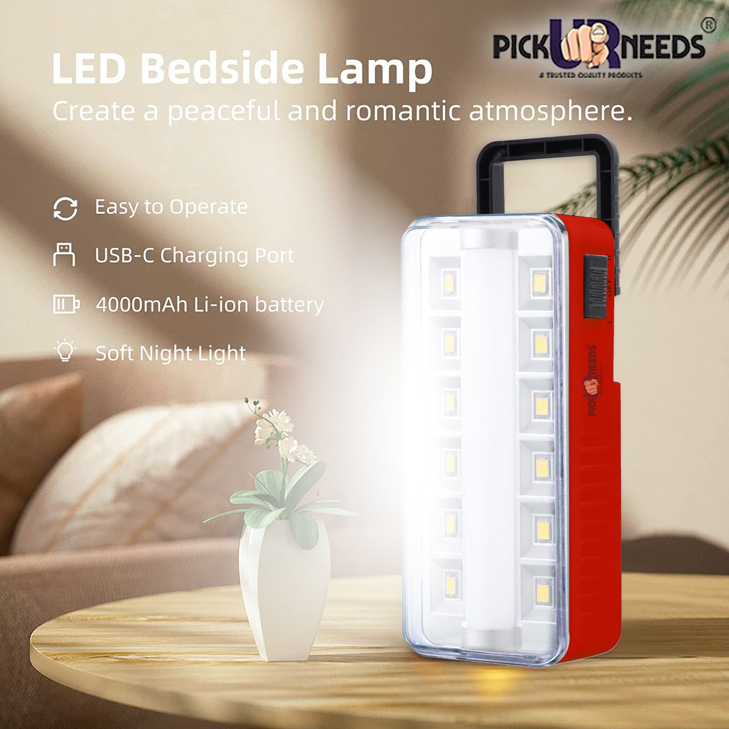 Pick Ur Needs Rechargeable Emergency 12 SMD Powerful Floor LED Lantern Lamp Light