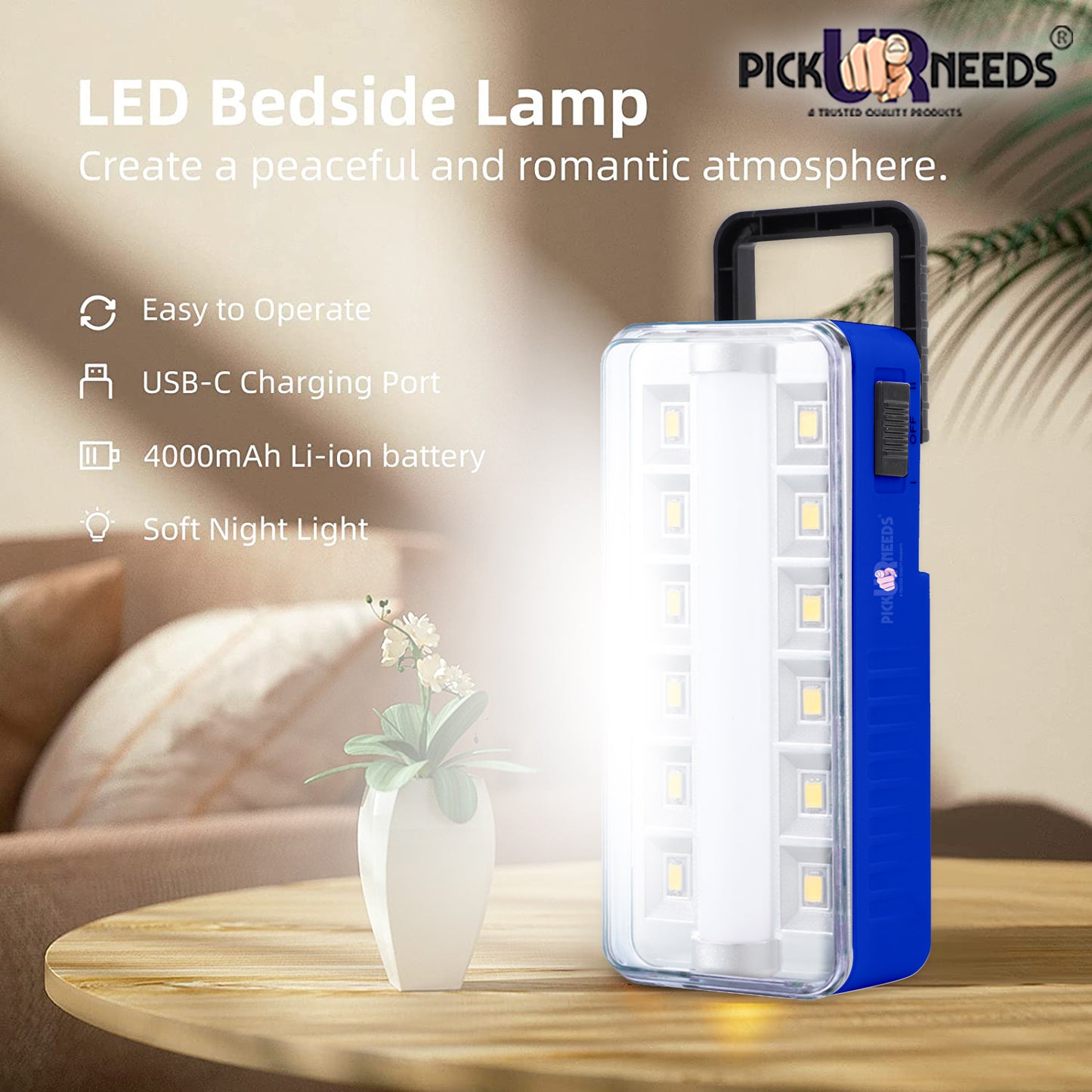 Pick Ur Needs Rechargeable Emergency 12 SMD Powerful Floor LED Lantern Lamp Light