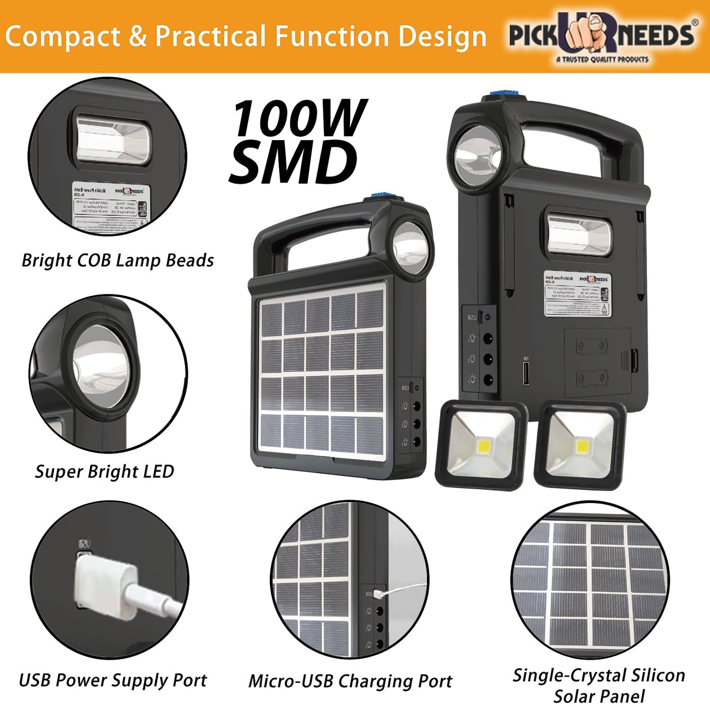 Pick Ur Needs Portable Solar Panel Generator System USB Port with Flashlight Outdoor Emergency Lamp Ligh