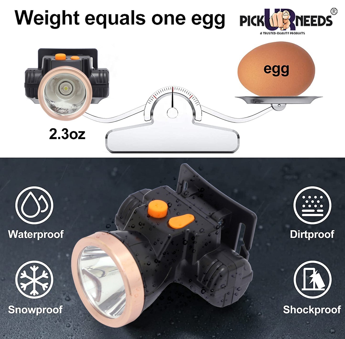 Pick Ur Needs Rechargeable Adjustable Headlamp Long Range High Power LED Emergency Torch Light (50Watt)