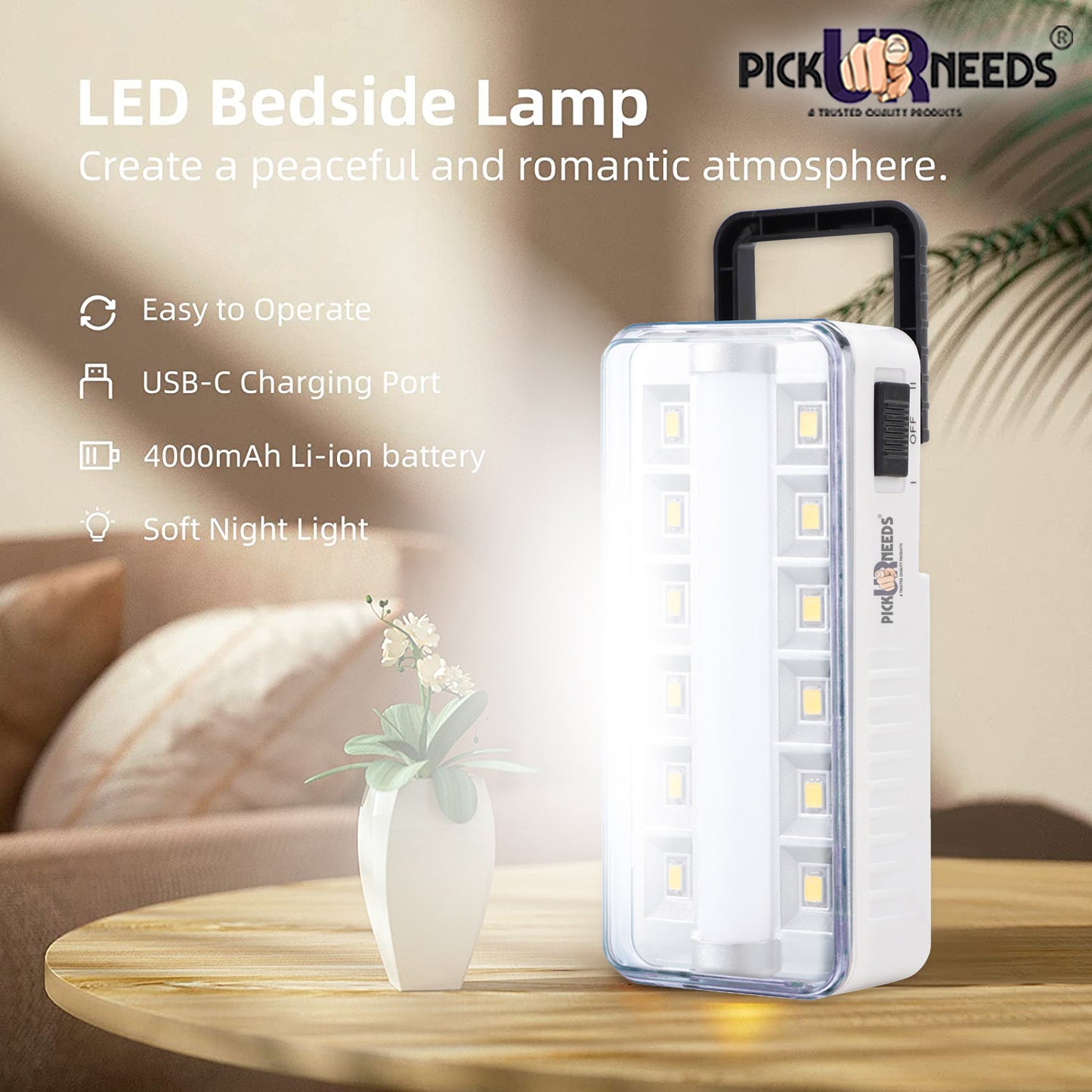 Pick Ur Needs Rechargeable Emergency 12 SMD Powerful Floor LED Lantern Lamp Light