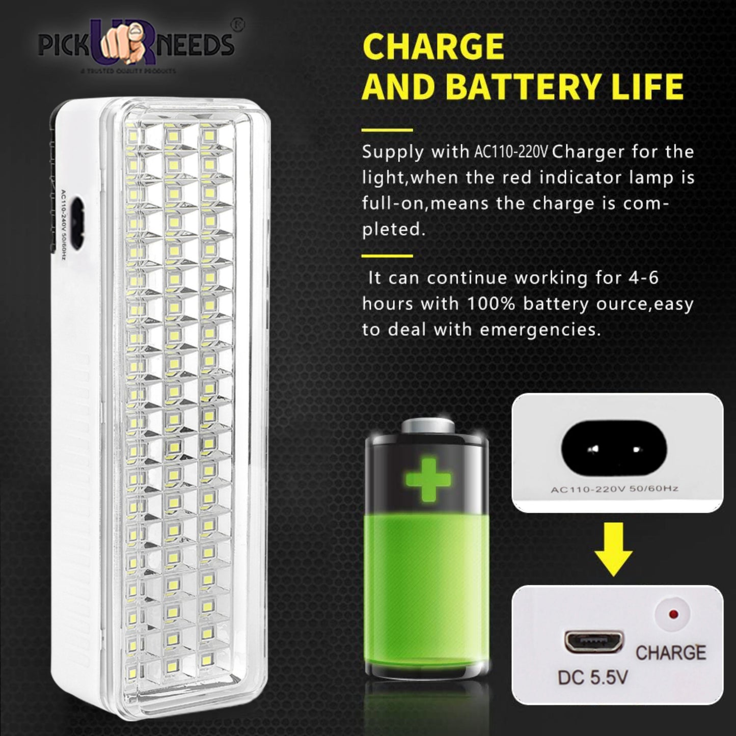 Pick Ur Needs Home Emergency Rechargeable Bright 42 SMD Floor Lantern LED Light 6 hrs Flood Lamp Emergency Light