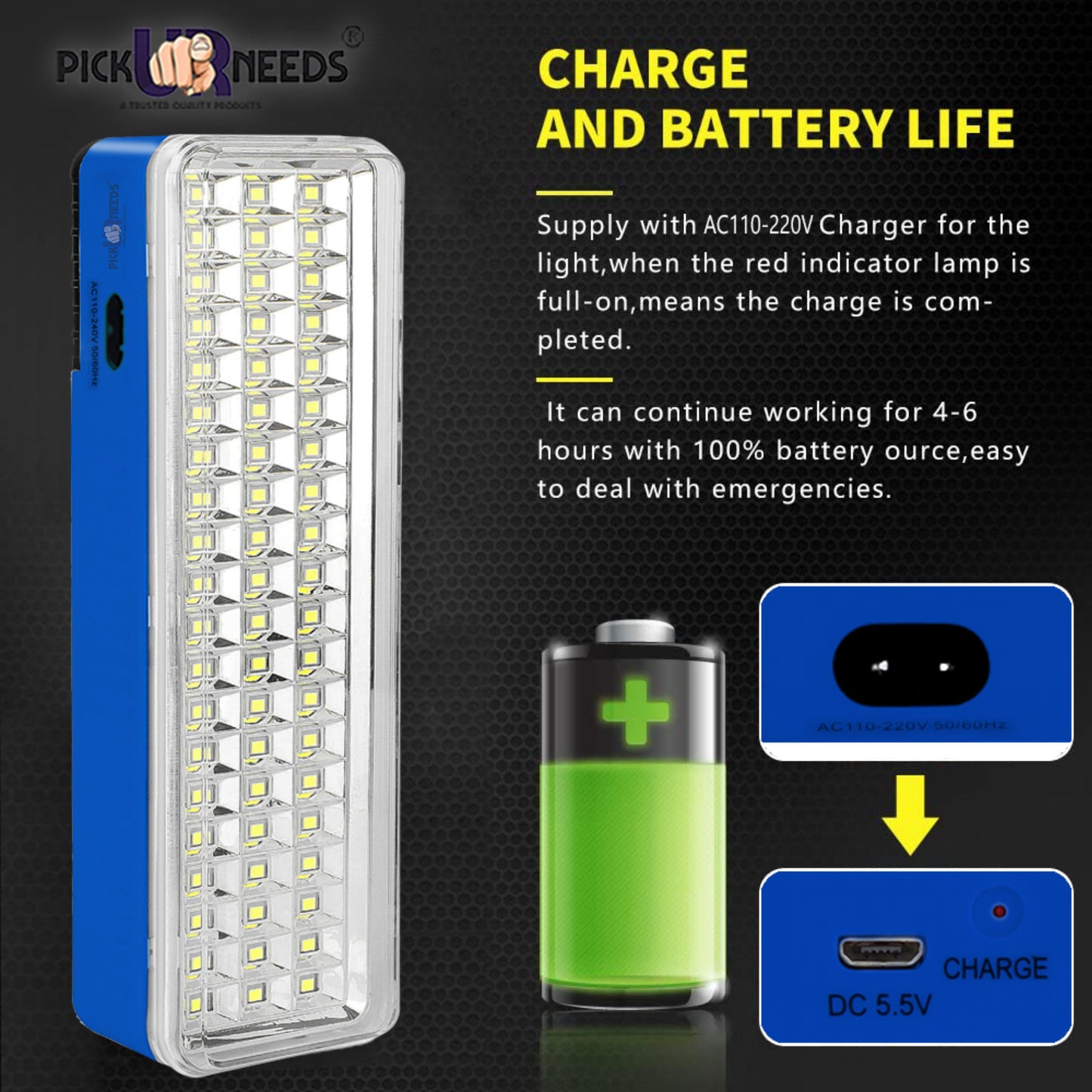 Pick Ur Needs Home Emergency Rechargeable Bright 42 SMD Floor Lantern LED Light 6 hrs Flood Lamp Emergency Light