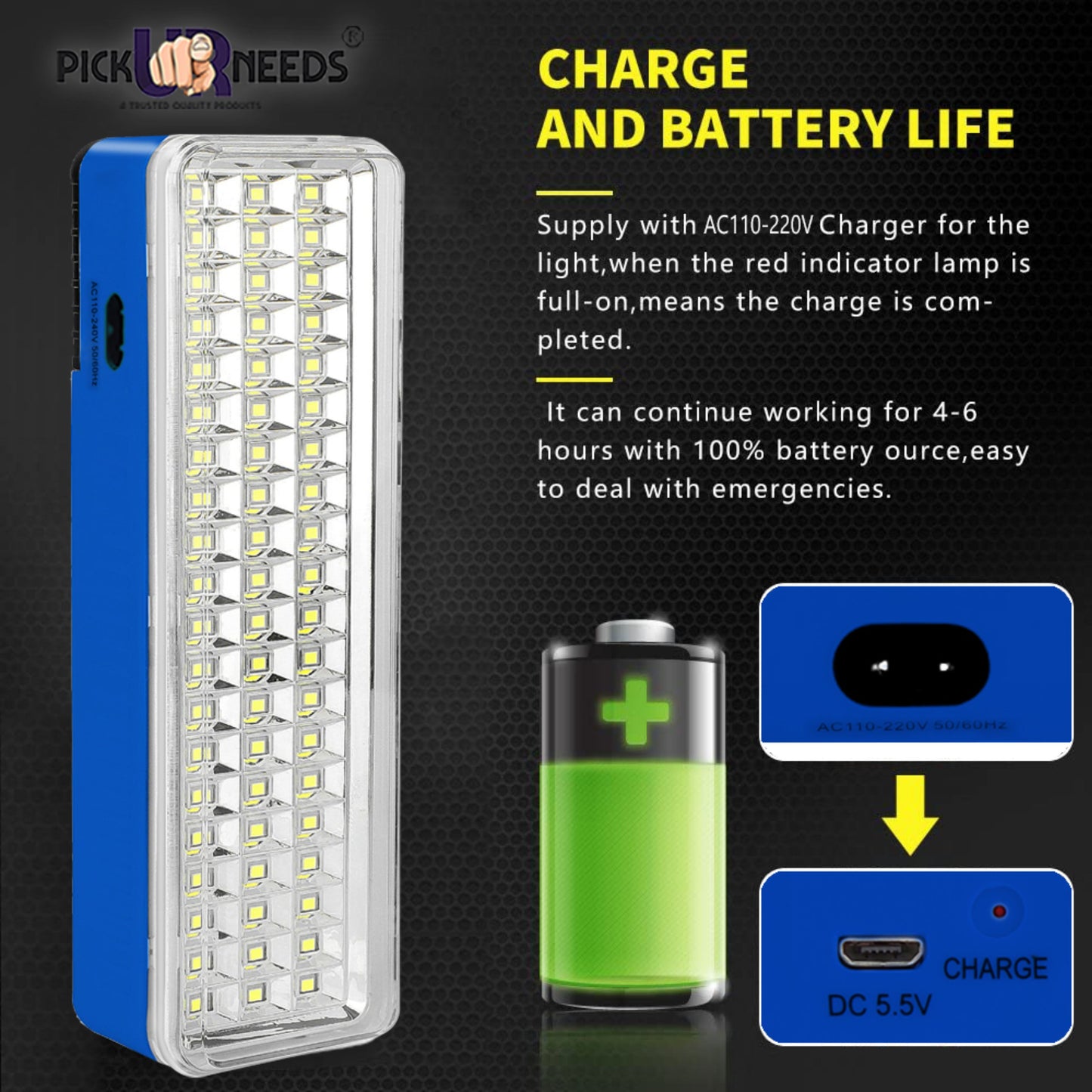 Pick Ur Needs Home Emergency Rechargeable Bright 42 SMD Floor Lantern LED Light 6 hrs Flood Lamp Emergency Light