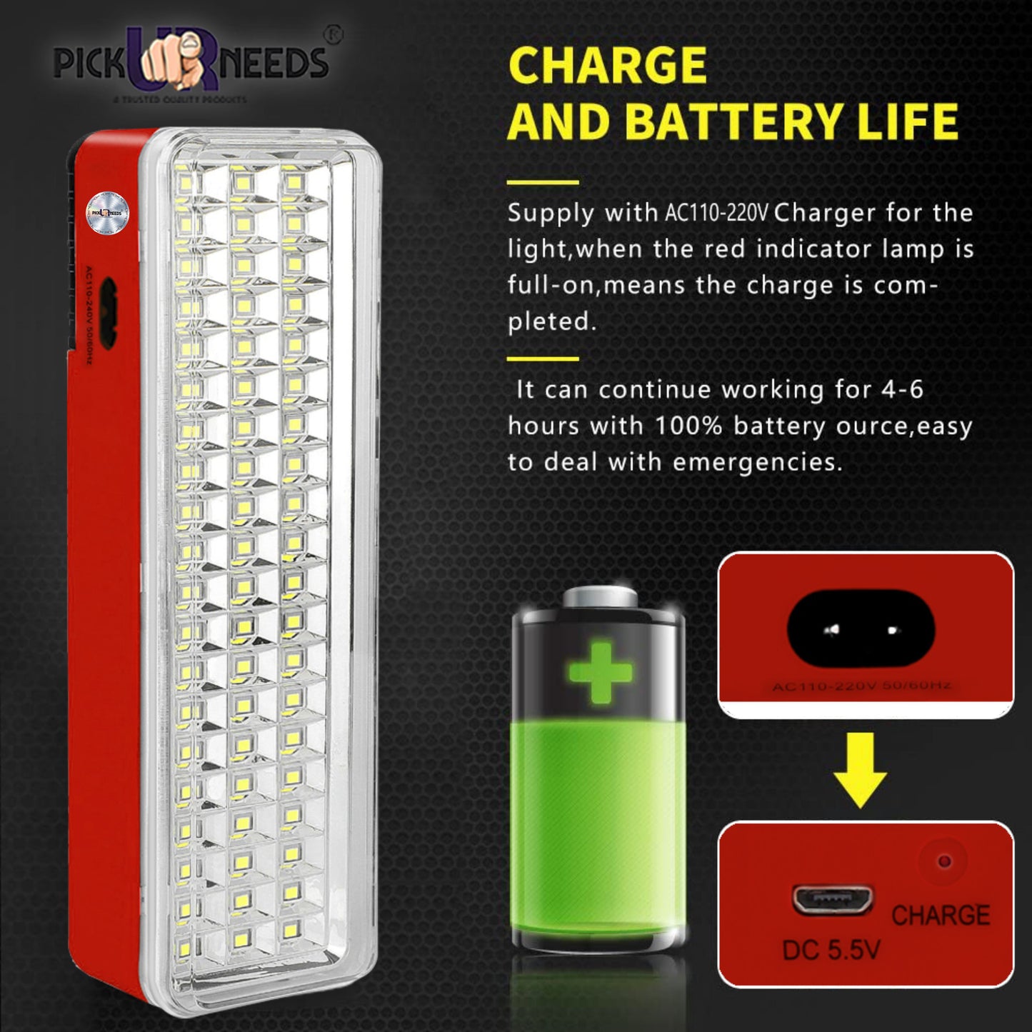 Pick Ur Needs Rechargeable 60 LED Mini Light With InBuilt Solar Panel Emergency Lantern Light